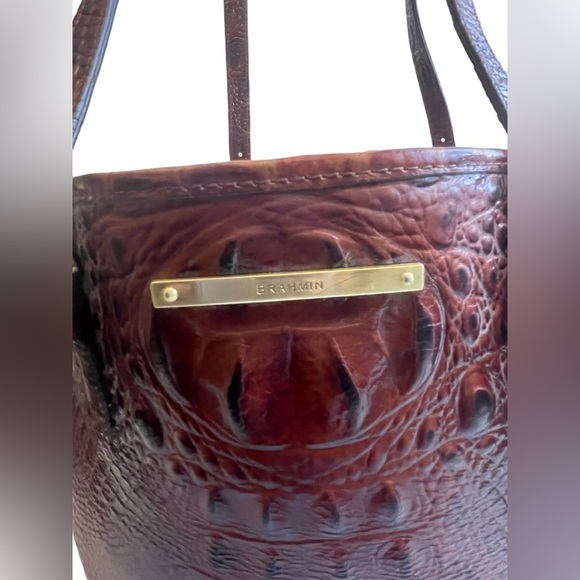 Brahmin Pecan Melbourne Croc-Embossed Brown Leather Handbag main image 5